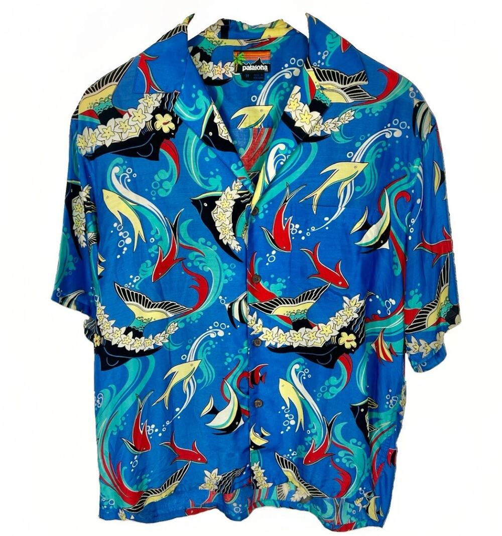 Vintage Patagonia Pataloha Hawaiian Shirt Mens M 1985 Aloha Fish Mermaid RARE